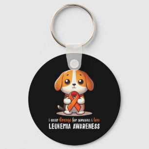 Beagle I Wear Orange For Someone I Love Leukaemia Key Ring
