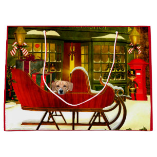 Beagle in a Christmas sleigh Large Gift Bag