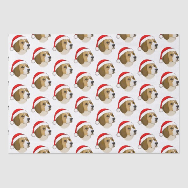 Beagle in a Santa Hat at Christmas Tissue Paper (Front)