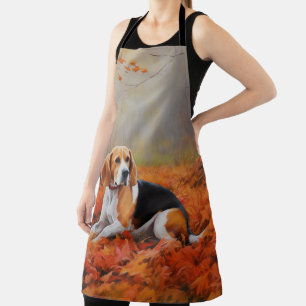 Beagle in Autumn Leaves Fall Inspire  Apron