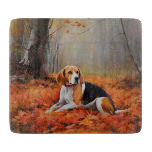 Beagle in Autumn Leaves Fall Inspire Cutting Board