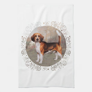 Beagle in Country Setting Tea Towel