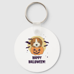Beagle In Pumpkin Sweet Dogs Happy Halloween Key Ring