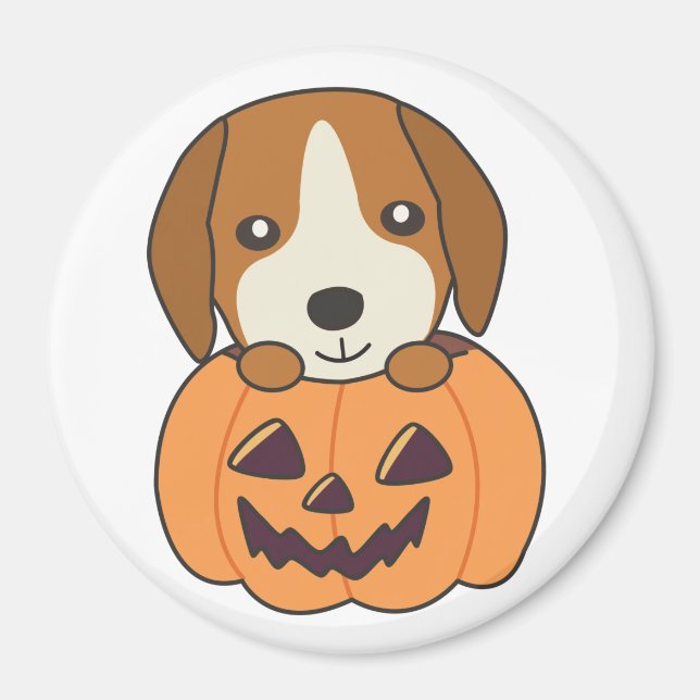 Beagle In Pumpkin Sweet Dogs Happy Halloween Magne Magnet (Front)