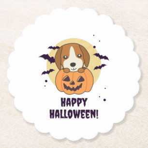 Beagle In Pumpkin Sweet Dogs Happy Halloween Paper Coaster