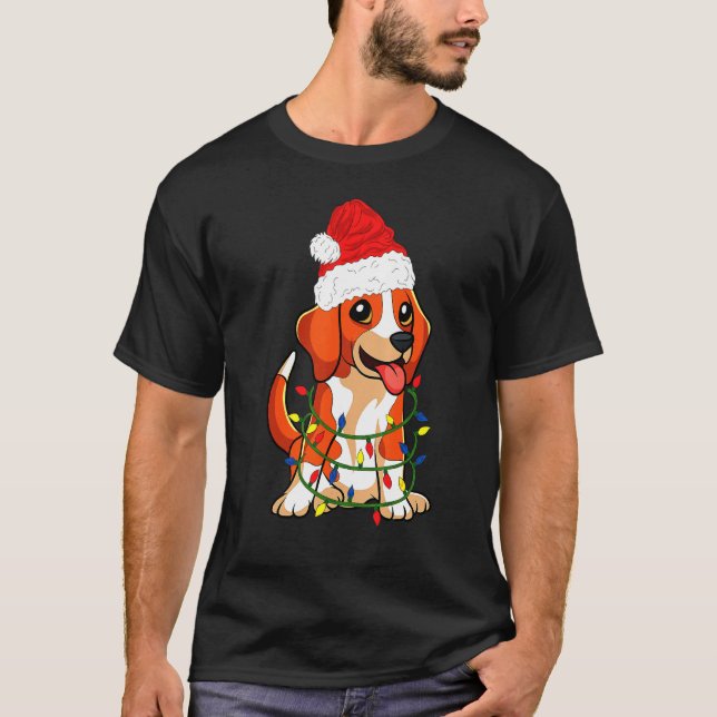 Beagle In Santa Hat T-Shirt (Front)