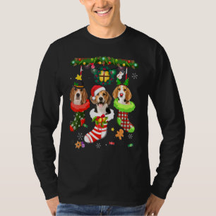 Beagle In Socks Christmas Santa Hat Xmas Lights Do T-Shirt