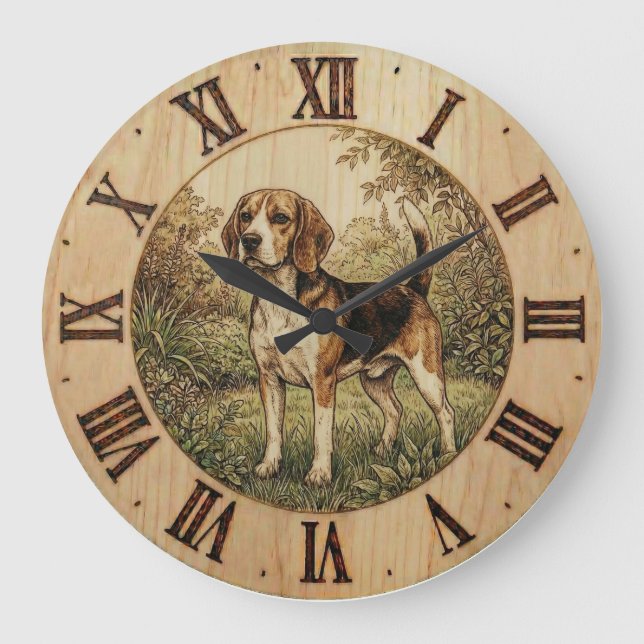 Beagle in Spring Park Wall clock  (Front)