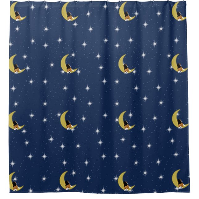 Beagle in the Moon Shower Curtain (Front)
