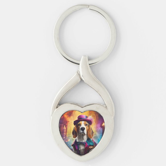  Beagle in Vibrant Costume Key Ring (Front)