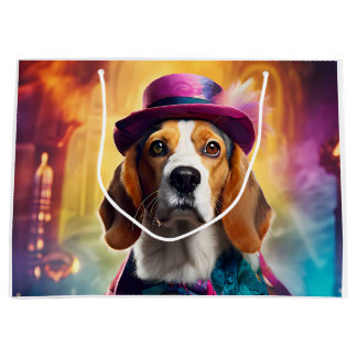Beagle in Vibrant Costume Large Gift Bag