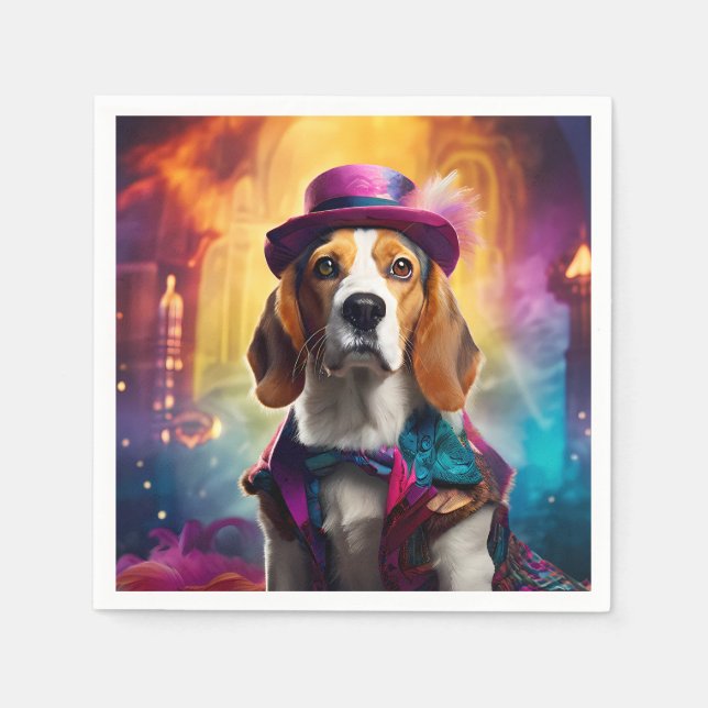  Beagle in Vibrant Costume Napkin (Front)