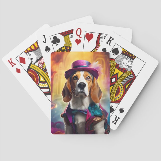  Beagle in Vibrant Costume Playing Cards (Back)