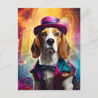 Beagle in Vibrant Costume Postcard
