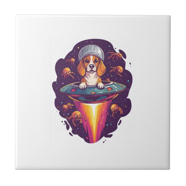 Beagle � Intergalactic Dog Encounter Ceramic Tile (Front)