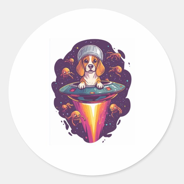 Beagle – Intergalactic Dog Encounter Classic Round Sticker (Front)