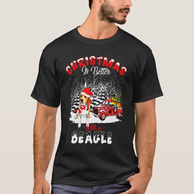 Beagle Is Better Dog Light Tree Xmas T-Shirt (Front)