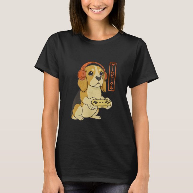 Beagle Japanese Gamer Men Women Boy Funny Video Ga T-Shirt (Front)