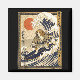 Beagle japanese surfing kanagawa wave funny samura magnet