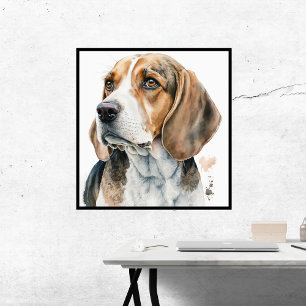 Beagle Joy in Watercolor Canvas Print