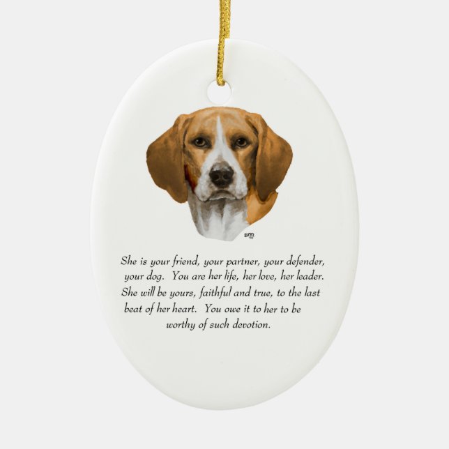 Beagle Keepsake Ceramic Tree Decoration (Front)