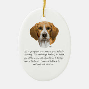 Beagle Keepsake MALE Ceramic Tree Decoration