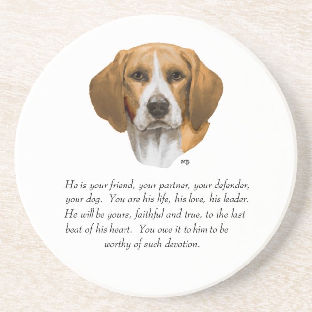 Beagle Keepsake MALE Coaster (Front)