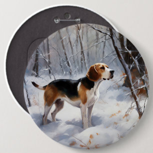 Beagle Let It Snow Christmas  6 Cm Round Badge