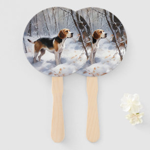Beagle Let It Snow Christmas  Hand Fan