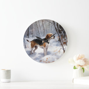 Beagle Let It Snow Christmas  Large Clock