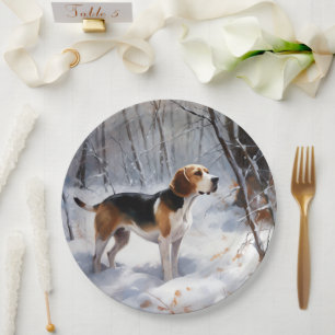 Beagle Let It Snow Christmas  Paper Plate