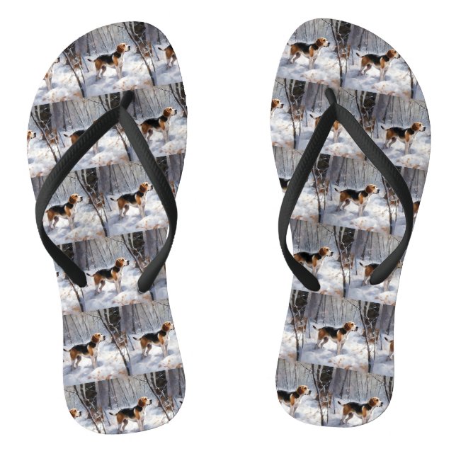 Beagle Let It Snow Christmas  Thongs (Footbed)