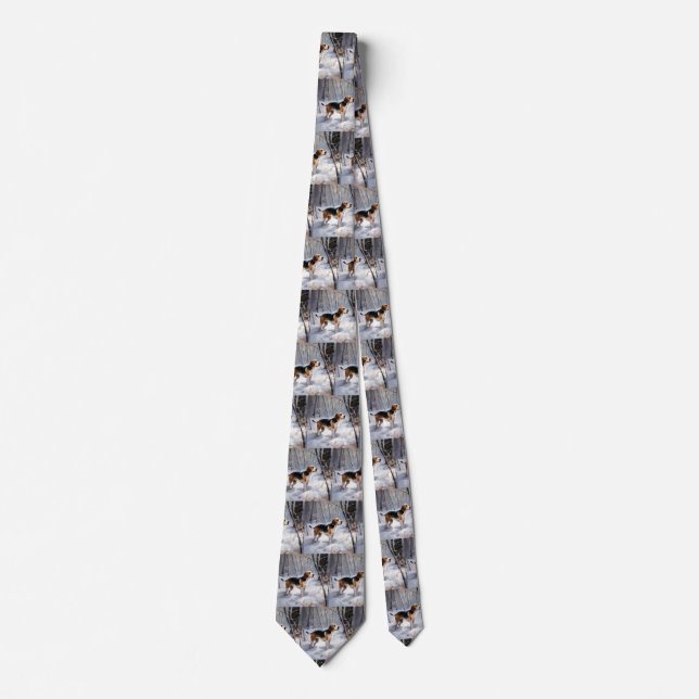 Beagle Let It Snow Christmas  Tie (Front)