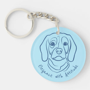 Beagle Line Art, Elegance with Attitude Key Ring