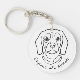 Beagle Line Art, Elegance with Attitude Key Ring