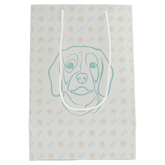 Beagle Line Art, Elegance with Attitude Medium Gift Bag