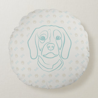 Beagle Line Art, Elegance with Attitude Round Cushion