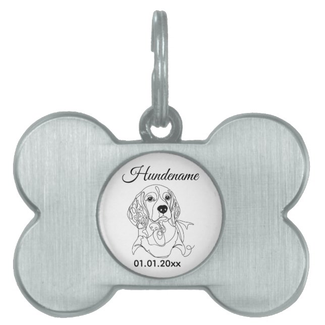 Beagle Line Art Personalized Tag (Front)