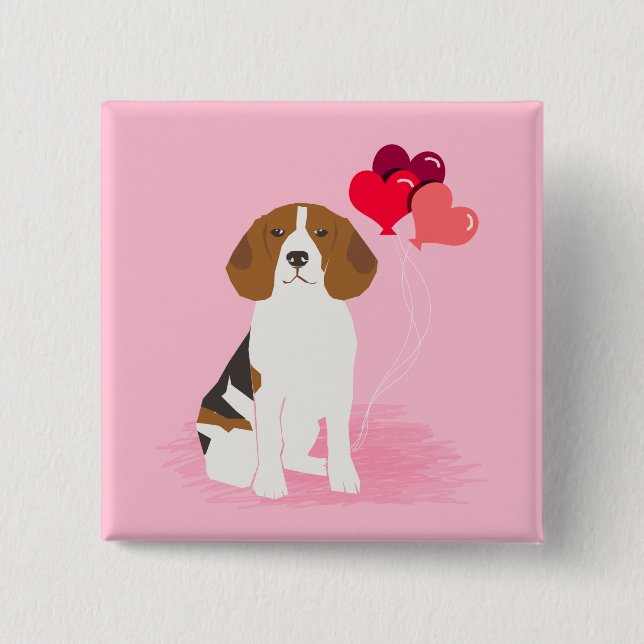 Beagle Love Balloon Button - Pin back button (Front)