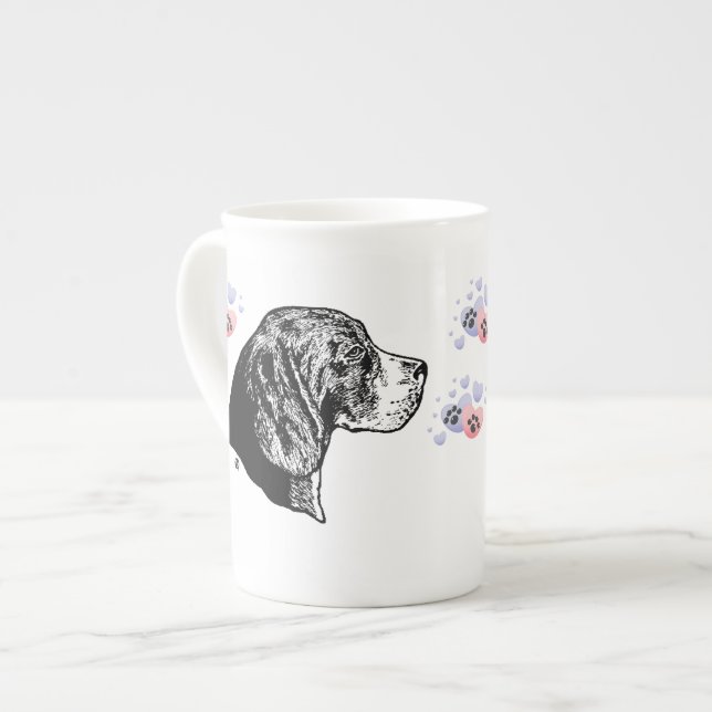 Beagle Love Bone China Mug (Front Left)