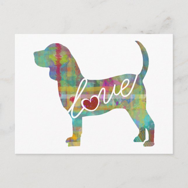 Beagle Love Watercolor Postcard (Front)