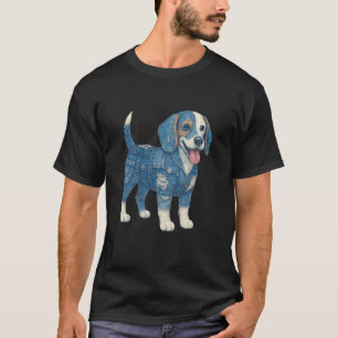 Beagle Lover Denim Patchwork Beagle Mum Beagle Dog T-Shirt