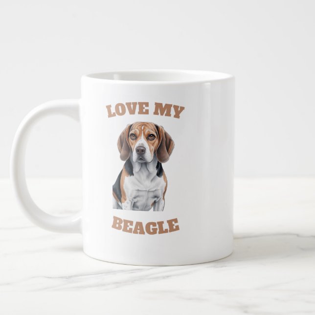 Beagle Lover Design Large Coffee Mug (Left)