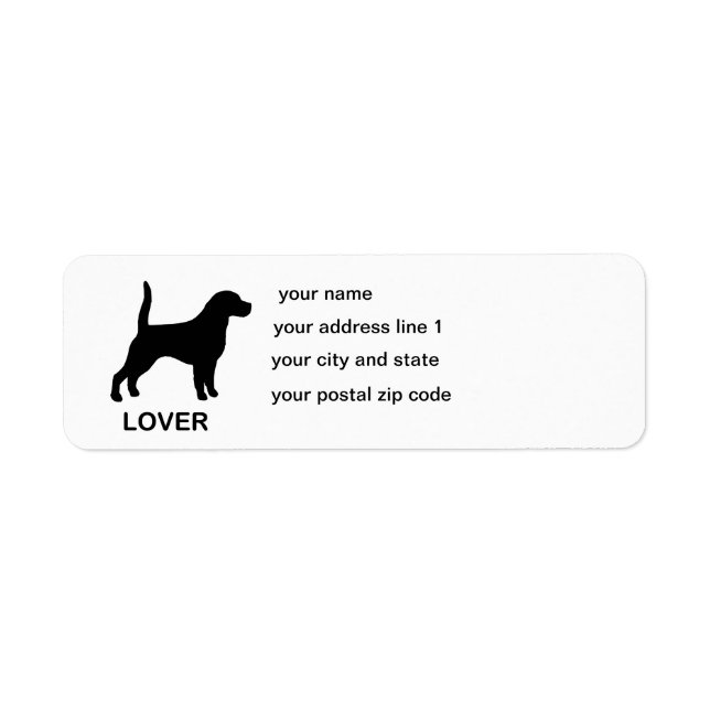 Beagle lover silhouette return address label (Front)