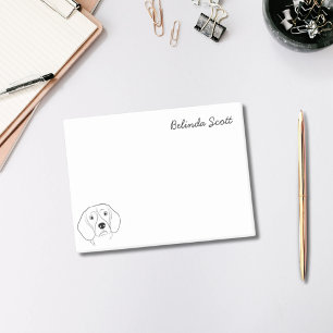 Beagle Lover Simple Black & White Dog Personalised Post-it Notes