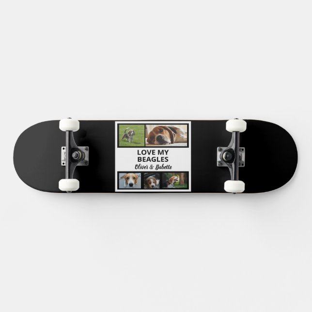 Beagle Lovers Custom Puppy and Dog Photo Collage  Skateboard (Horz)