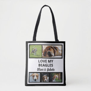 Beagle Lovers Custom Puppy and Dog Photo Collage Tote Bag