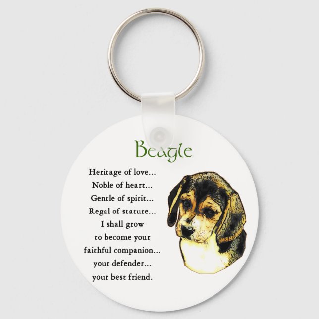 Beagle Lovers Gifts Key Ring (Front)