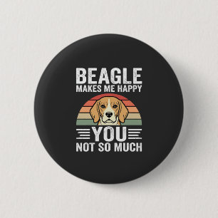 Beagle Makes Me Happy Dog Lover 6 Cm Round Badge