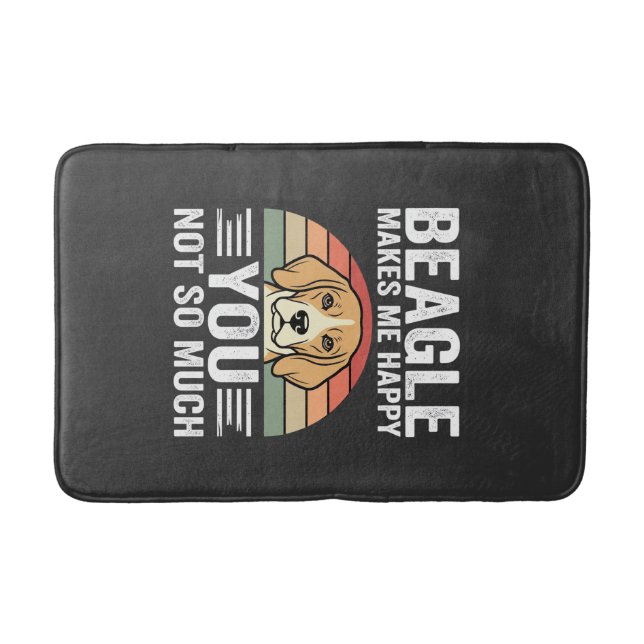 Beagle Makes Me Happy Dog Lover Bath Mat (Front)